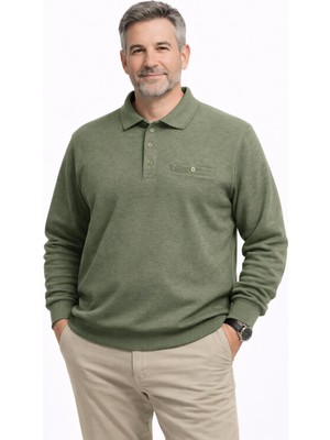 Ercan Büyük Beden Erkek Polo Yaka Uzun Kol Selanik Sweatshirt - 7522