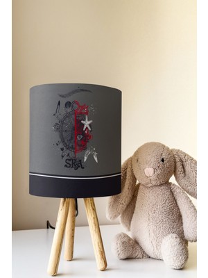 Talia Home Gri Denizci Desenli Çocuk Odası Abajur Masa Lambası TLAB-185