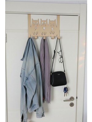Grandmix Kedi Tasarımlı Kapı Arkası Askılık Çok Amaçlı Düzenleyici