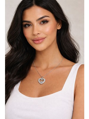 Ipekish Taşlı Kalp Kolye – Kristal Detaylı Şık Kadın Kolyesi – Sevgiliye & Özel Gün Hediyesi