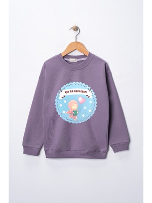 Dekim Moda Sweatshirt Kız Çocuk "kuran Okuyorum" Baskılı Pamuklu