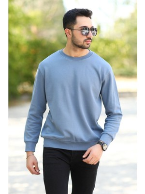 Trender 0 Yaka Selanik Erkek Sweat 5053 S.blue