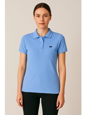 Comstar Kadın Kısa Kollu Slim Fit Basic Polo Yaka Tişört