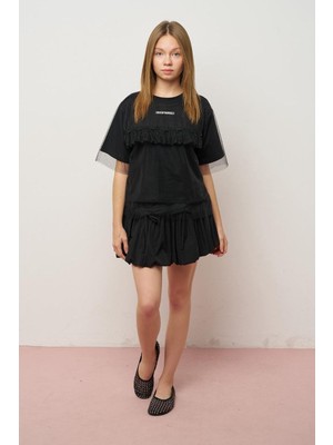 Loco Loco Kız Çocuk Süprem Tül Fırfırlı Tshirt