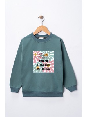 Dekim Moda Sweatshirt Kız Çocuk "kuran Hayatın Rehberi" Baskılı Pamuklu