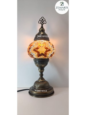 Zemaris Hediyelik El Yapımı Otantik Mozaik Masa Lambası (Yüksek Boy)