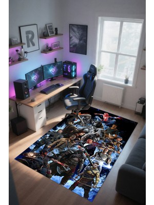 Reyhani Popüler Oyunlar Desenli Kaymaz Taban Makinede Yıkanabilir Gaming Oyuncu Gamer Genç Odası Halısı
