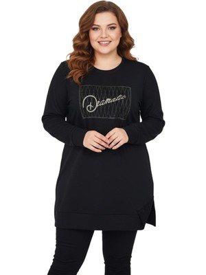 Caftan Kadın Siyah Sıfıryaka Taşlı Tunik BGL-ST05086