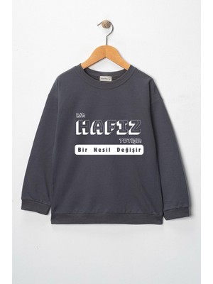 Dekim Moda Sweatshirt Çocuk "bir Hafız Yetişir Bir Nesil Değişir" Baskılı Pamuklu