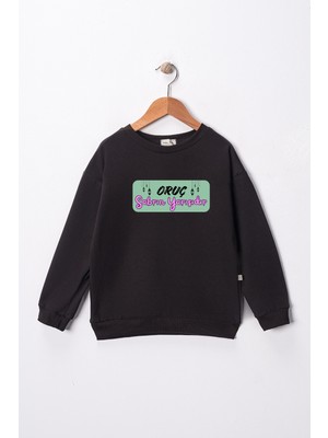 Dekim Moda Sweatshirt Kız Çocuk "oruç Sabrın Yarısıdır" Baskılı Pamuklu