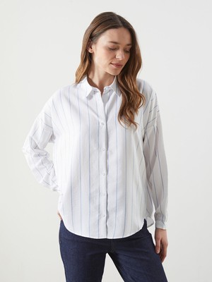Lc Waikiki Yeni Sezon Çizgili Oversize Kadın Gömlek