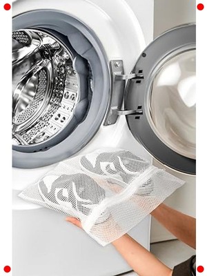 MarkEntegra 2 Adet Fermuarlı Ayakkabı Yıkama Filesi - Beyaz