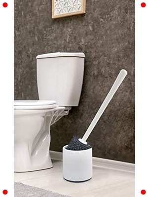 MarkEntegra Silikon Tuvalet Fırçası - Beyaz/gri Oval