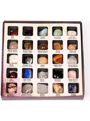 Taş Sandığı 25'li Özel Doğal Taş Koleksiyon Kutusu - Enerji Taşları Seti