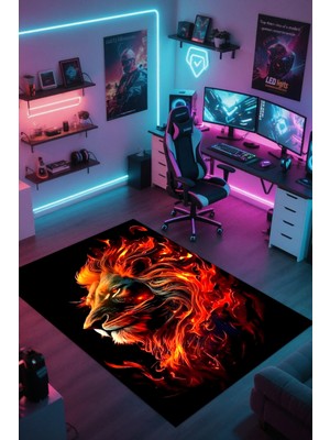 Reyhani Taraftar Desenli Kaymaz Taban Makinede Yıkanabilir Gaming Oyuncu Gamer Genç Odası Halısı