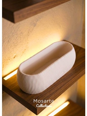 Mosarte Ribbed Modern Yivli Oval Tasarım Vazo / Dekoratif Obje