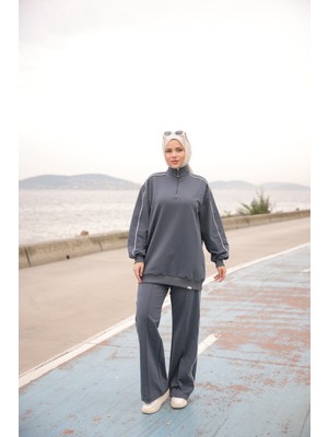 MİMİ LUXURY WEAR Kadın Şık Tesettür Eşofman Takımı Fermuarlı & Alt Üst Takım 524
