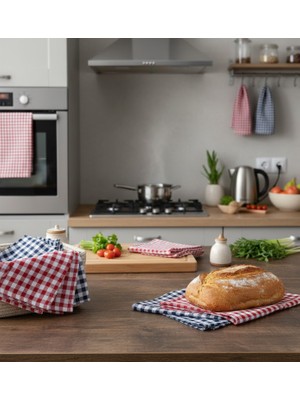 Gül Ev Tekstil Ürünleri 5’li Set -%100 Pamuklu Modern Çizgili Premium Yüksek Emici Mutfak Peçetesi - Hızlı Kurur
