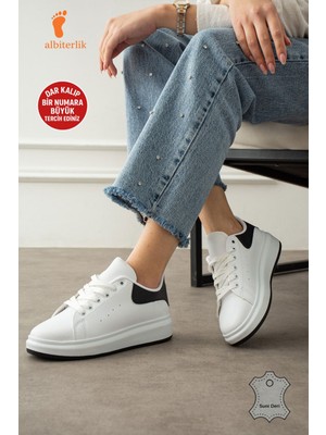 Albishoes Unisex Kalın Taban Sneaker Kadın Erkek Unisex Sneaker Spor Ayakkabı Bağcıklı Rahat Taban