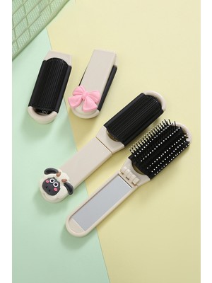 Tembay Katlanabilir Mini Aynalı Saç Fırçası Katlanır Saç Tarak Seyahat Saç Fırçası Çok Amaçlı Saç Tarağı Stok KODU:T13,00
