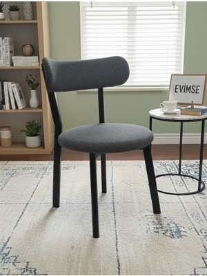 Evimse Mutfak Sandalyesi Kafe Restoran Modern Buklet Kumaşlı Sandalye - Metal Ayaklı Tasarım - Teddypro