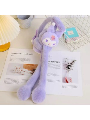 Kuromi Lila Peluş Sesli Hareketli Oynar Kulaklı Kulaklık Kışlık Genç Kız Erkek Çocuk Hediyelik