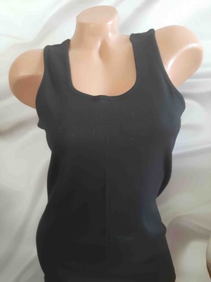 Shine Elagance Siyah Kalın Askılı Ribana Düz Renk Kadın Atlet