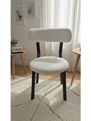 Evimse Mutfak Sandalyesi Kafe Restoran Modern Buklet Kumaşlı Sandalye - Metal Ayaklı Tasarım - Teddypro
