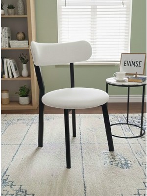 Evimse Mutfak Sandalyesi Kafe Restoran Modern Buklet Kumaşlı Sandalye - Metal Ayaklı Tasarım - Teddypro