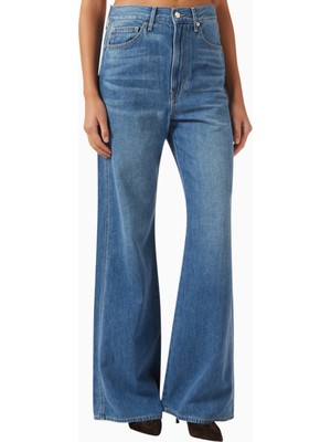 Veronica Beard Taylor High-Rise Wide-Leg Jeans, Lüks Mavi Denim
