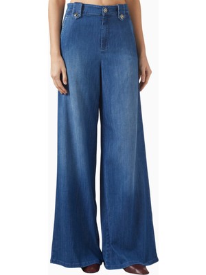 Marella Palazzo Geniş Paça Denim Jean Pantolon, Modern ve Zarif Kesim