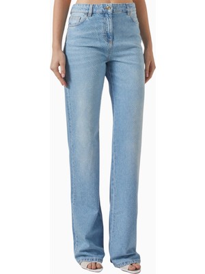 Elisabetta Franchi Korse Bel Detaylı, Açık Mavi Stretch Denim Jean