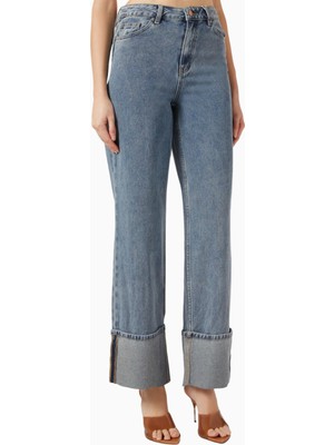 Yas Yastira Geniş Paça, Açık Mavi Denim Jean, Organik Pamuklu