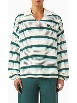 Daily Paper V Yaka Polo Kazak, Açık Örgü Pamuk, Çok Renkli