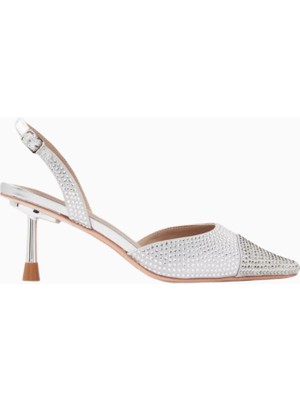 Nicoli Belize 60 Crystal Slingback Pumps, Satin-Metallic Leather, 60MM Topuk, El Işçiliği Lüks Tasarım