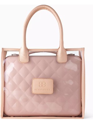 Beautifect Vegan Deri Tote Çanta Şeffaf Panelli, Şık & Seyahat Dostu