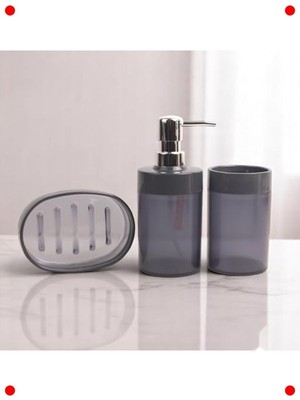 MarkEntegra Akrilik 3'lü Banyo Seti: Fırçalık, Sıvı ve Katı Sabunk