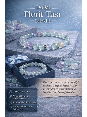 Modvina Doğal Florit Taşı Bileklik 8 mm – El Yapımı Şık & Zarif Bileklik