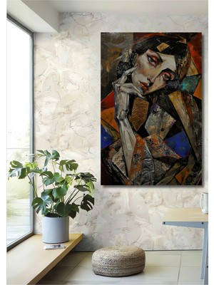 Teona Ahşap Gızemlı Kadın Portresi Yağlı Boya Görünümlü Ahşap Dekoratif Ev,Antre,Salon,Ofis,Mutfak Tablo