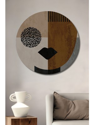 Teona Ahşap Soyut Yüz Silüeti Dekoratif Ahşap Tablo Yuvarlak Duvar Tablosu