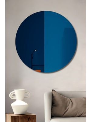 Teona Ahşap Gece Yarısı Blues Modern Sanat Yağlı Boya Görünümlü Ahşap Dekoratif Tablo Yuvarlak Duvar Tablosu