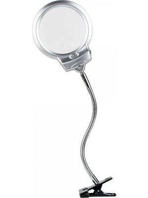 Nuvigo 2.5 X 130 MM 5X24 MM LED Aydınlatmalı Büyüteç Masa üstü Metal Hortum Mandallı MG15124-C