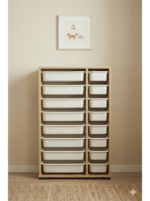 Decosense 12 Çekmeceli Çok Amaçlı Oyuncak Dolabı ve Saklama Ünitesi – Çocuk Odası Düzenleyici Etiket Hediyeli