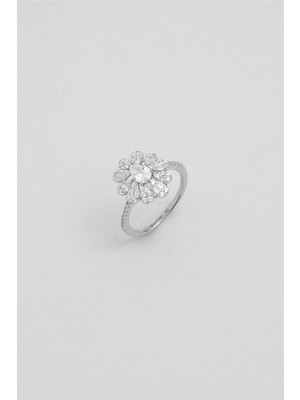 So CHIC Emma 18 Ayar Beyaz Altın Kaplama Gümüş Tasarım Yüzük