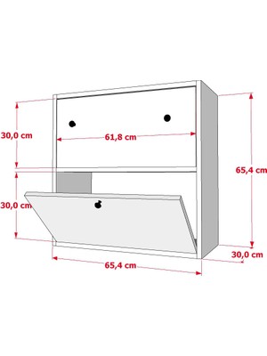 Nettrends Düser Kapakli Çok Amaçli Dolap Beyaz 65 cm ÇA-D-1047-Ç
