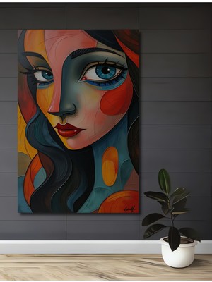 Teona Ahşap Büyüleyici Soyut Kadın Portresi Yağlı Boya Görünümlü Ahşap Dekoratif Ev,Antre,Salon,Ofis Tablo