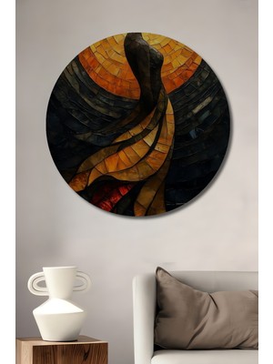 Teona Ahşap Dans Eden Kadın Mozaik Görünümlü Ahşap Tablo Yuvarlak Duvar Tablosu
