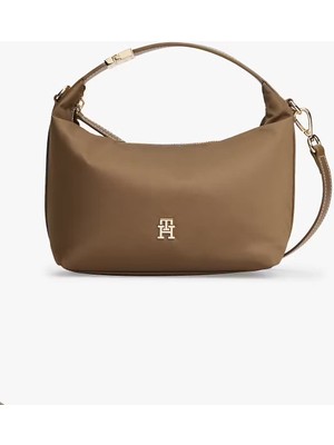 Tommy Hilfiger Kadın Th Go Crossover Metal Toka Detaylı Omuz ve El Çantası - Kahverengi