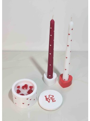 Yo&Ma Kalpli Dekoratif Mum Seti – Sevgililer Günü & Yıl Dönümü Özel