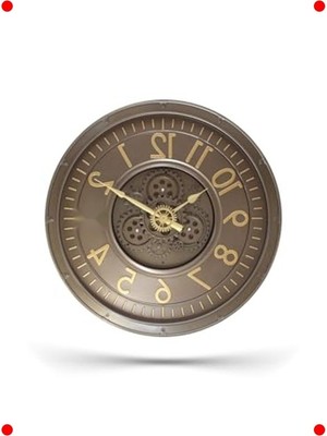 MarkEntegra Antik Eskitme Kadranlı Döner Çarklı Duvar Saati 60 cm